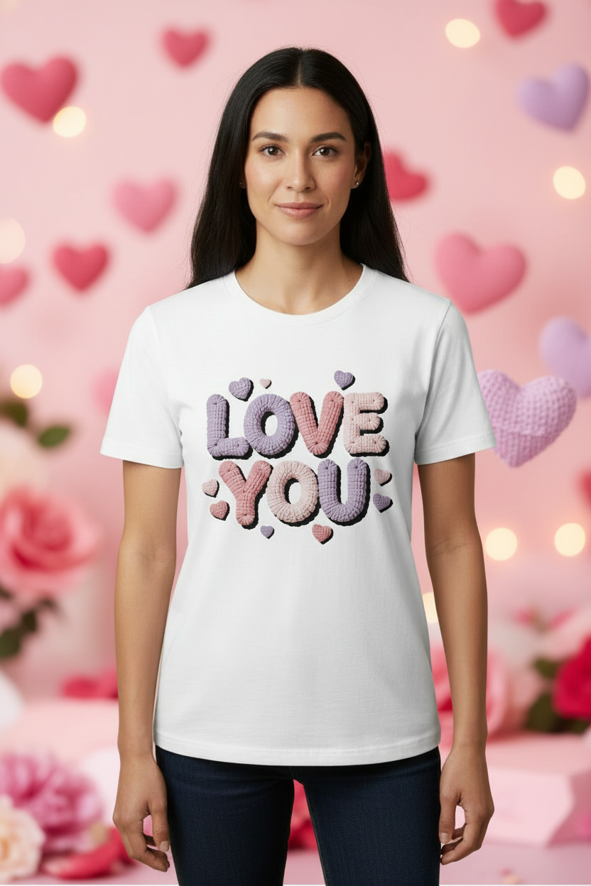 Valentines  "Love you" faux crochet