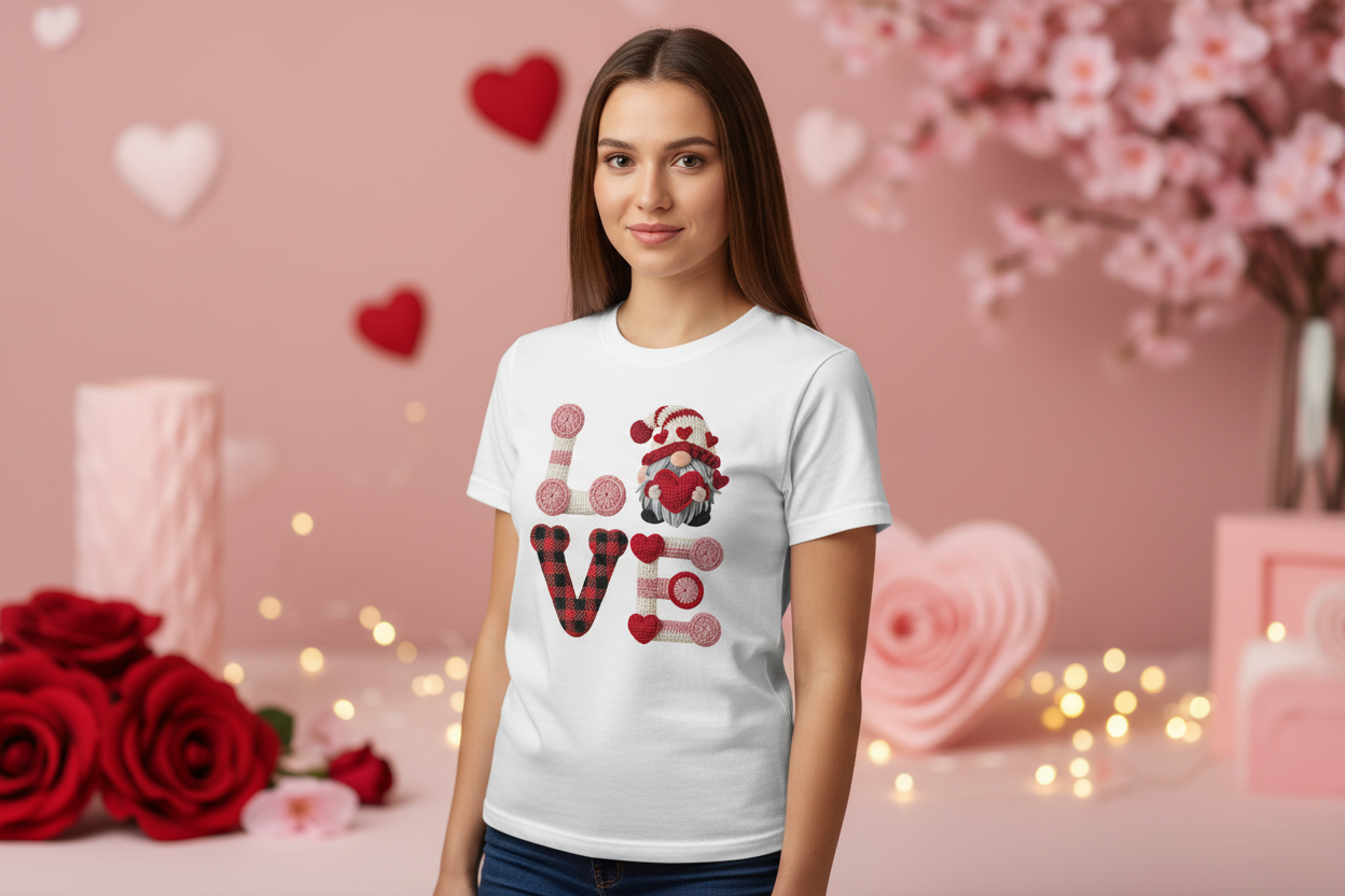 Valentines  "Love" Gnome faux crochet