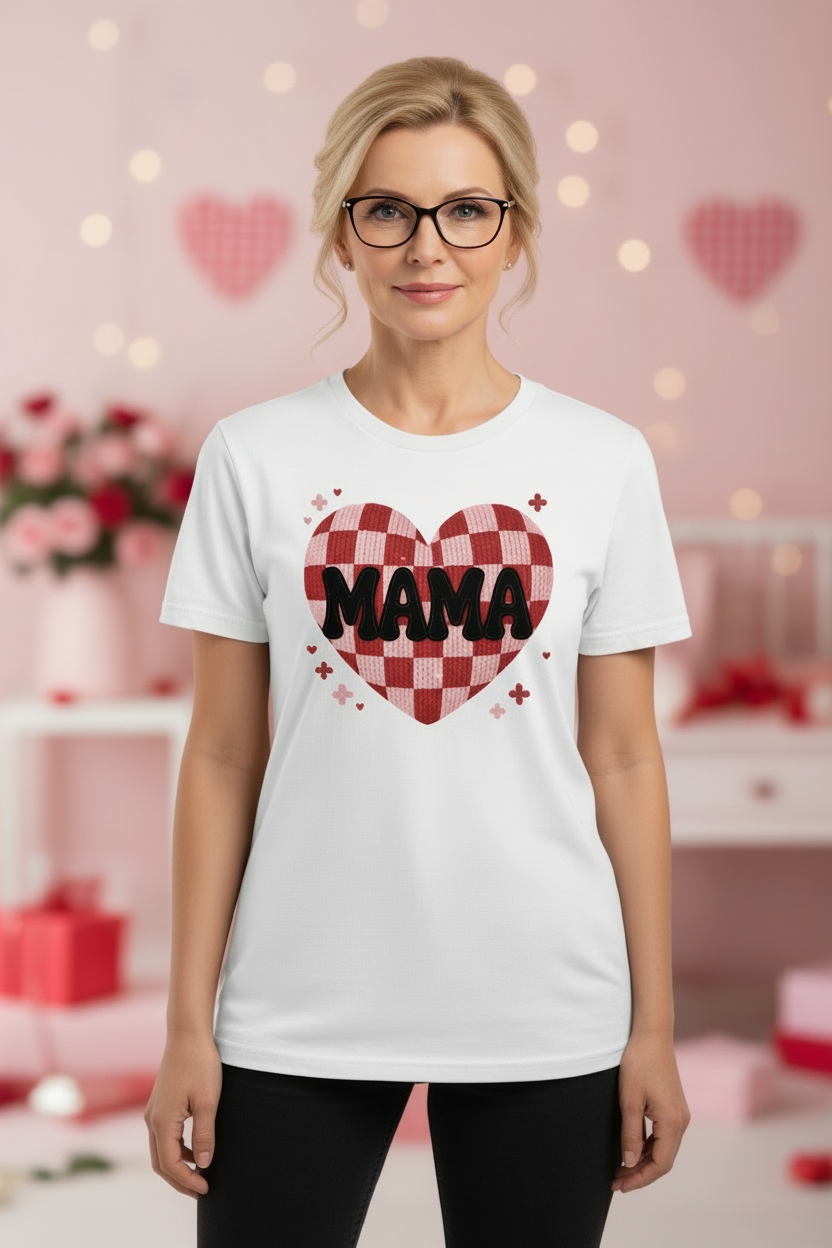 Valentines "Mama" faux crochet