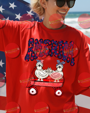 America Silkie Chicken Red Wagon