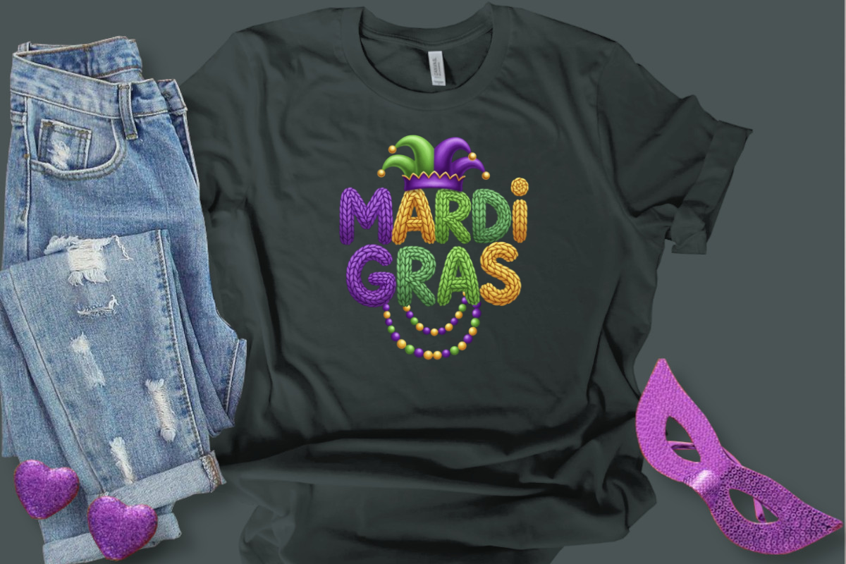 Mardi Gras Faux Knit-Style