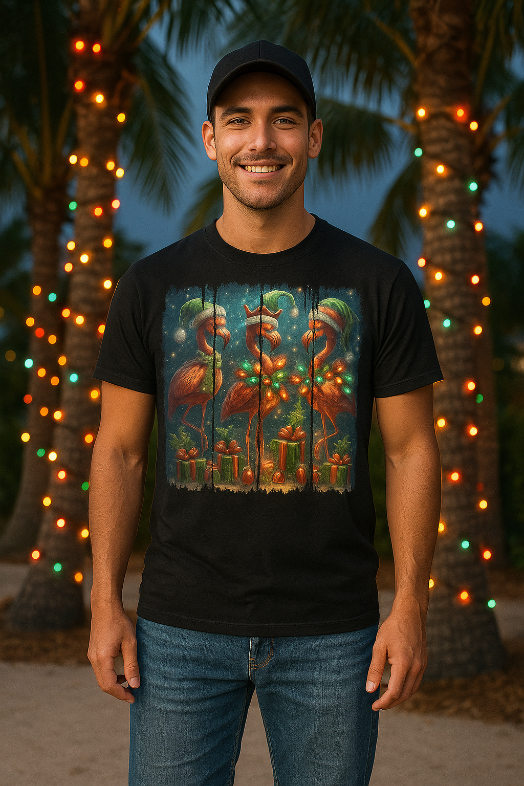 Christmas Flamingo Brushstroke